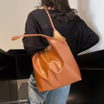 輕便單肩皮革×肩背包×棕咖