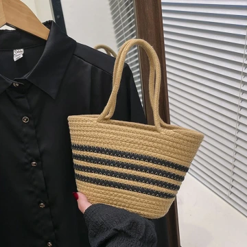 黑線條棉繩編×手提袋×卡其.avif