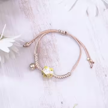 招財御守貓×拉繩手鍊×黃