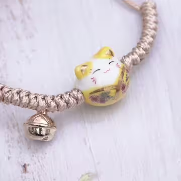 招財御守貓×拉繩手鍊×黃