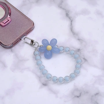 果凍小花朵×手機手提吊飾掛繩×藍色.avif