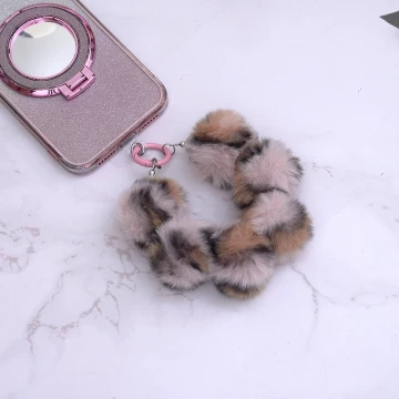 毛絨豹紋×手機腕帶掛繩×粉紅.avif
