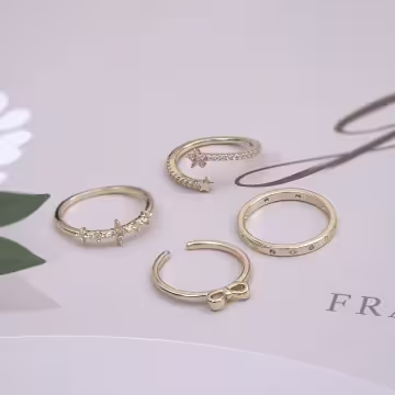 蝴蝶領結閃亮星星×四套件戒指組×金色