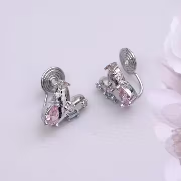 愛心小彩鑽&times;蚊香盤U型耳夾