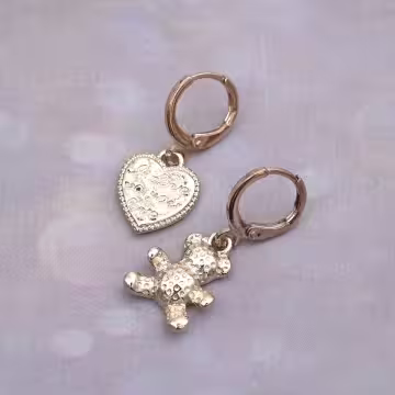 甜美小熊愛心&times;單邊四套件耳扣組