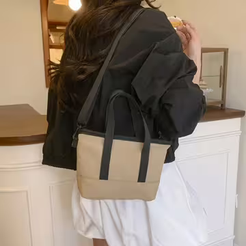 休閒托特小包×斜背袋×卡其