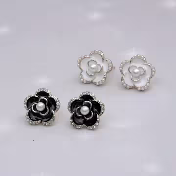 小香風珍珠山茶花×耳環×共二色