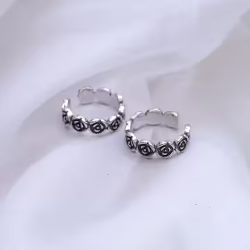 復古玫瑰花圈×U型耳骨夾