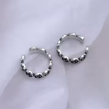 復古玫瑰花圈×U型耳骨夾