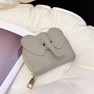 大象荔枝紋皮革×風琴卡夾×駝灰