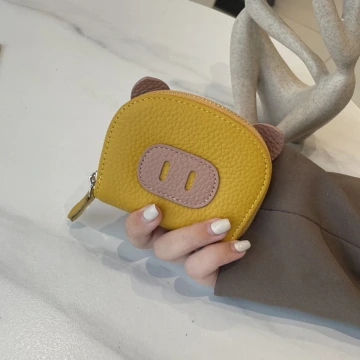 小豬鼻荔枝紋皮革×風琴卡夾×黃色.avif