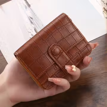 簡約鱷魚紋皮革×風琴卡夾×棕咖
