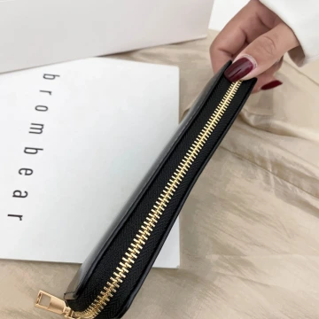 極簡素面皮革×拉鍊長皮夾×黑色.avif