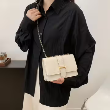 鱷魚石紋經典H扣×斜背包×白色