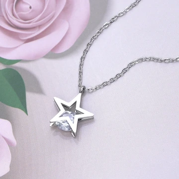 316鋼飾×靈動五芒星×鎖骨項鍊×銀色.avif