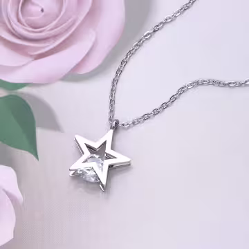 316鋼飾×靈動五芒星×鎖骨項鍊×銀色