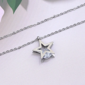316鋼飾×靈動五芒星×鎖骨項鍊×銀色.avif