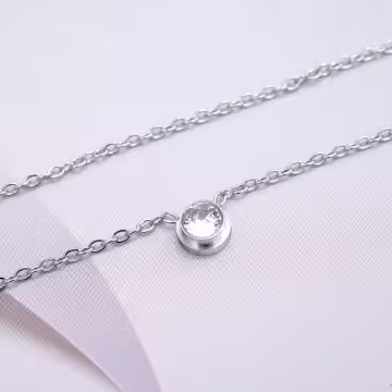 316鋼飾×小單鑽×鎖骨項鍊×銀色