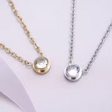 316鋼飾×小單鑽×鎖骨項鍊×金色