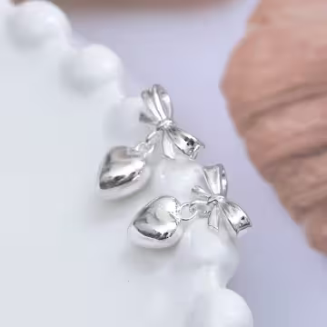 925銀針&times;愛心蝴蝶結&times;吊墜耳環