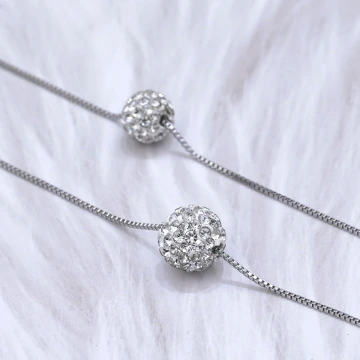 925銀飾×晶鑽香巴拉球×雙層鎖骨項鍊.avif