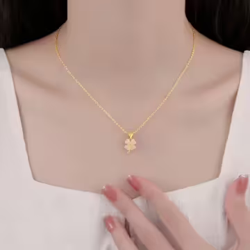 法式貓眼四葉草&times;鎖骨項鍊