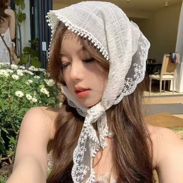 法式薄紗蕾絲泡泡邊×三角頭巾.avif