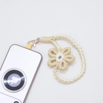 針織小花兒×手機腕帶掛繩×黃色.avif