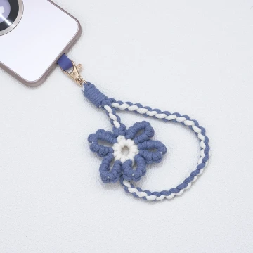針織小花兒×手機腕帶掛繩×深藍.avif