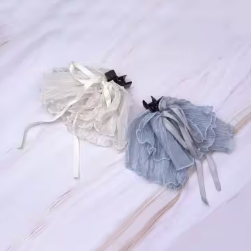 垂墜感薄紗蕾絲珍珠&times;蝴蝶結&times;抓夾&times;共二色