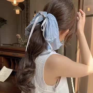 垂墜感薄紗蕾絲珍珠&times;蝴蝶結&times;抓夾&times;共二色