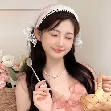 蕾絲頭巾造型&times;髮箍&times;共二色