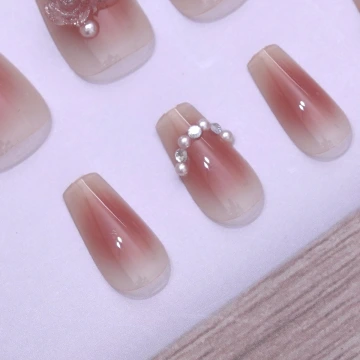 粉玫瑰珍珠亮面×穿戴式手指甲片×二十四入.avif