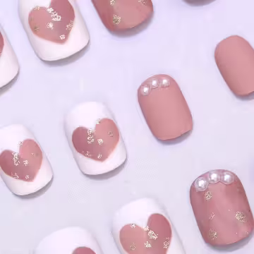 暈染愛心蝴蝶結霧面&times;穿戴式手指甲片&times;二十四入