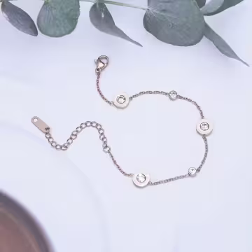 316鋼飾×羅馬數字圓鑽 ×手鍊×玫瑰金