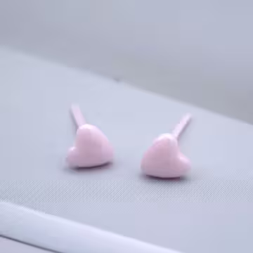 小愛心&times;陶瓷&times;養耳棒&times;二套件耳環組&times;粉紅