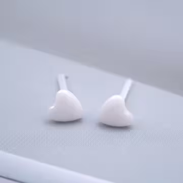小愛心&times;陶瓷&times;養耳棒&times;二套件耳環組&times;白色