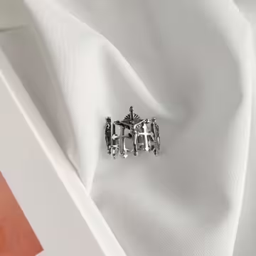 美式×復古×愛與救贖十字架×開口戒指×中性戒