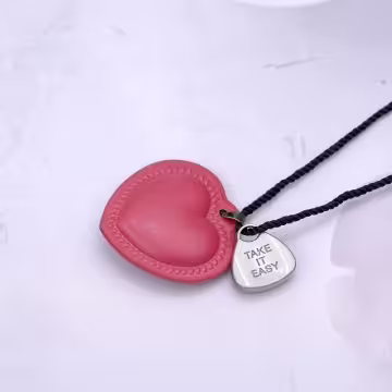 皮革愛心take it easy×蠟繩×可調節長項鍊×共三色