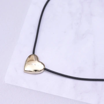 極簡愛心×蠟繩×可調節長項鍊×共二色.avif