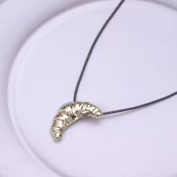 可頌牛角麵包×蠟繩×可調節長項鍊×共二色