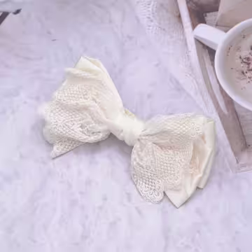 蕾絲緞面蝴蝶結&times;蝴蝶夾