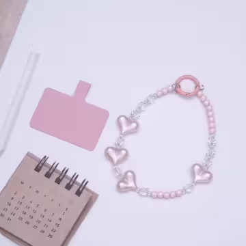 三心相連&times;手機腕帶掛繩&times;粉紅