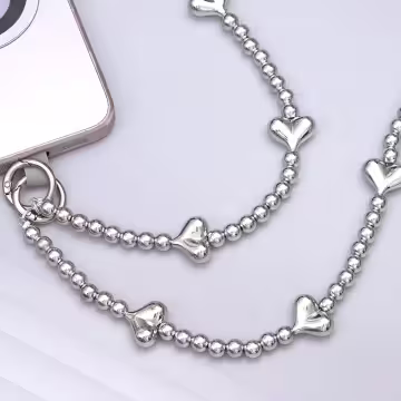 銀色小愛心&times;手機斜背雙勾掛繩