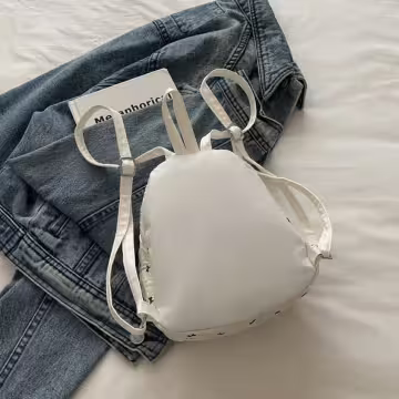 甜心蝴蝶結抓皺感&times;後背包&times;白色