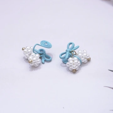藍色蝴蝶結珍珠球×吊墜耳環.avif