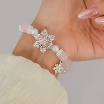 粉紅雪花之星×固定式串珠手鍊