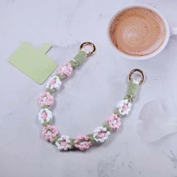 小花朵編織×手機腕帶掛繩×綠粉白.avif
