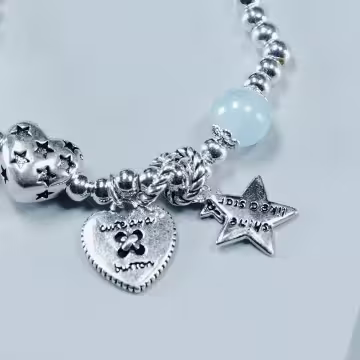 酷銀愛心星星&times;彈性繩手鍊