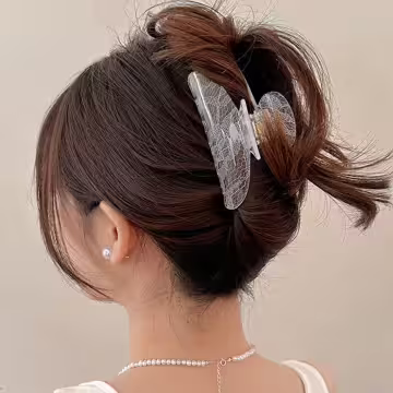 蕾絲印花壓克力×鯊魚夾×共二色